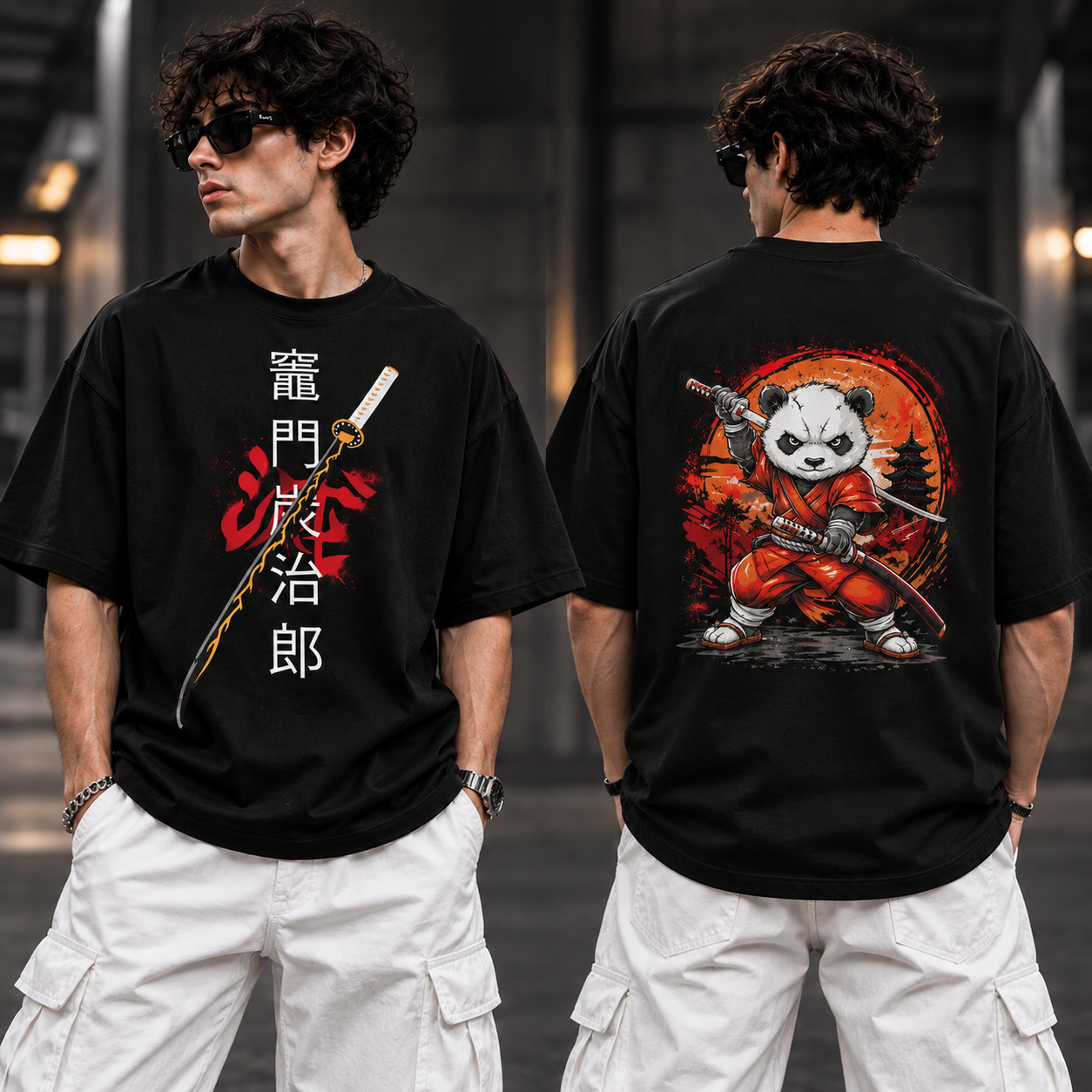 Japanese Warrior Drop Shoulder T-Shirt